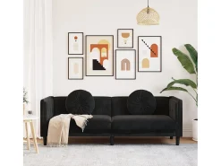 Best Sofá com almofadões 3 lugares veludo PT378978 Preto