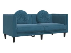 Sofá| Sofá com almofadões 2 lugares veludo PT590417 Azul