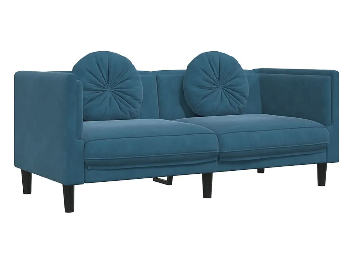 Sofá| Sofá com almofadões 2 lugares veludo PT590417 Azul