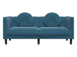 Sofá| Sofá com almofadões 2 lugares veludo PT590417 Azul