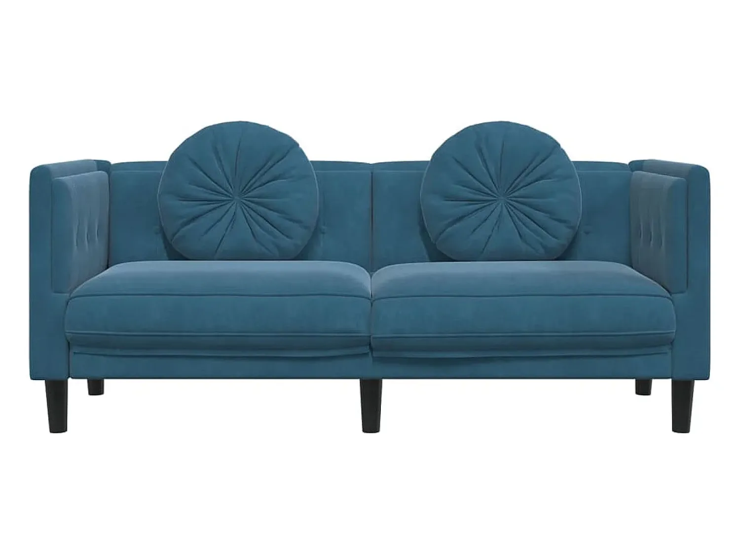 Sofá| Sofá com almofadões 2 lugares veludo PT590417 Azul