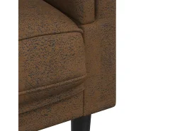 Discount vidaxl Sofá com almofadões 3 lugares camurça artificial Castanho