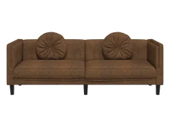 Discount vidaxl Sofá com almofadões 3 lugares camurça artificial Castanho