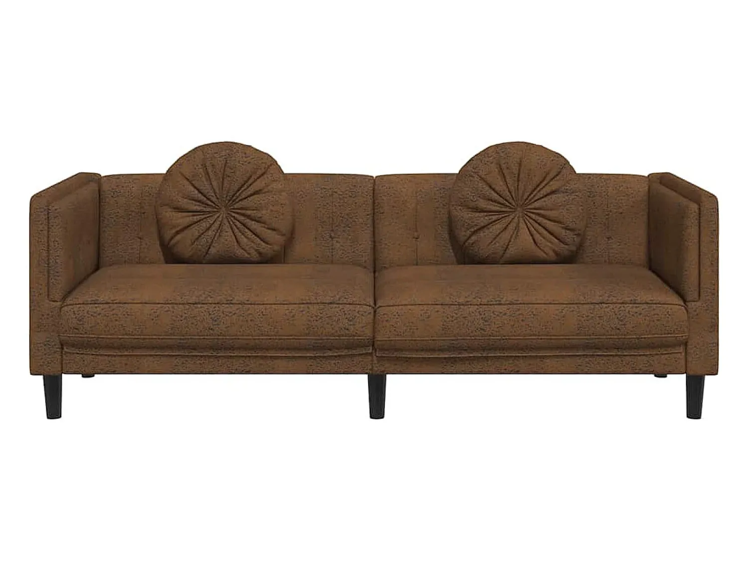 Discount vidaxl Sofá com almofadões 3 lugares camurça artificial Castanho