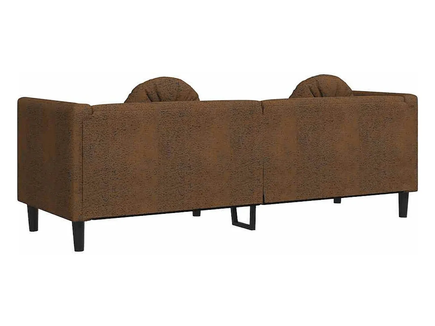 Discount vidaxl Sofá com almofadões 3 lugares camurça artificial Castanho