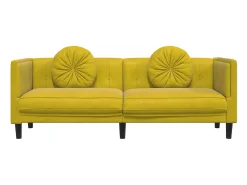 Clearance Sofá com almofadões 3 lugares veludo PT690131 Amarelo