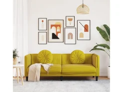 Clearance Sofá com almofadões 3 lugares veludo PT690131 Amarelo
