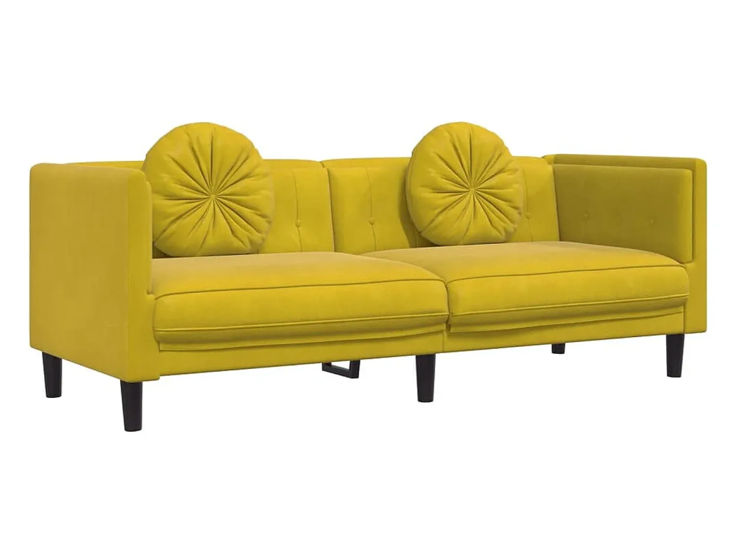 Clearance Sofá com almofadões 3 lugares veludo PT690131 Amarelo