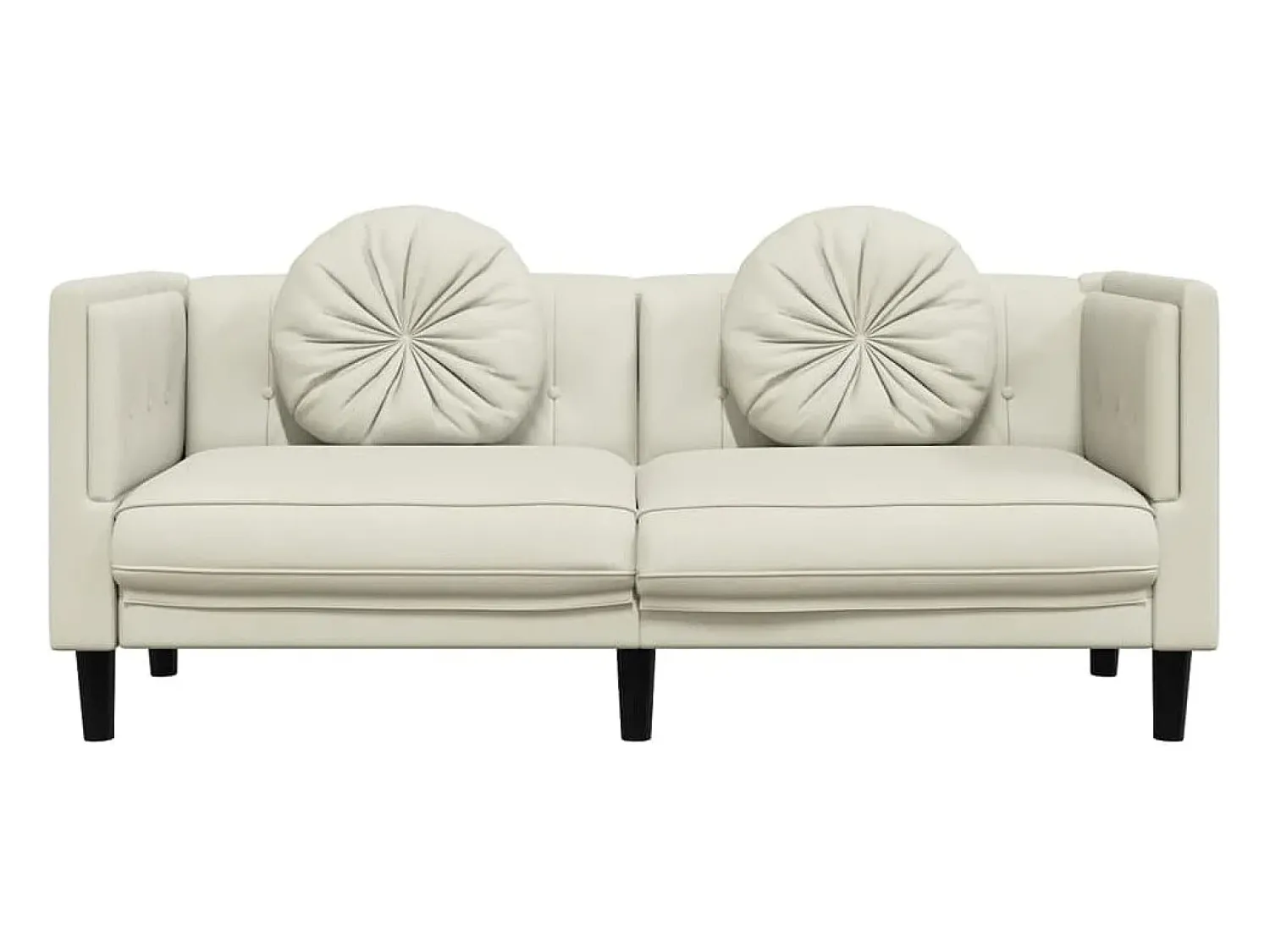 Sofá* Sofá com almofadões 2 lugares veludo cor PT209906 Creme