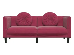 Sofá| Sofá com almofadões 2 lugares veludo tinto PT679460 Vermelho