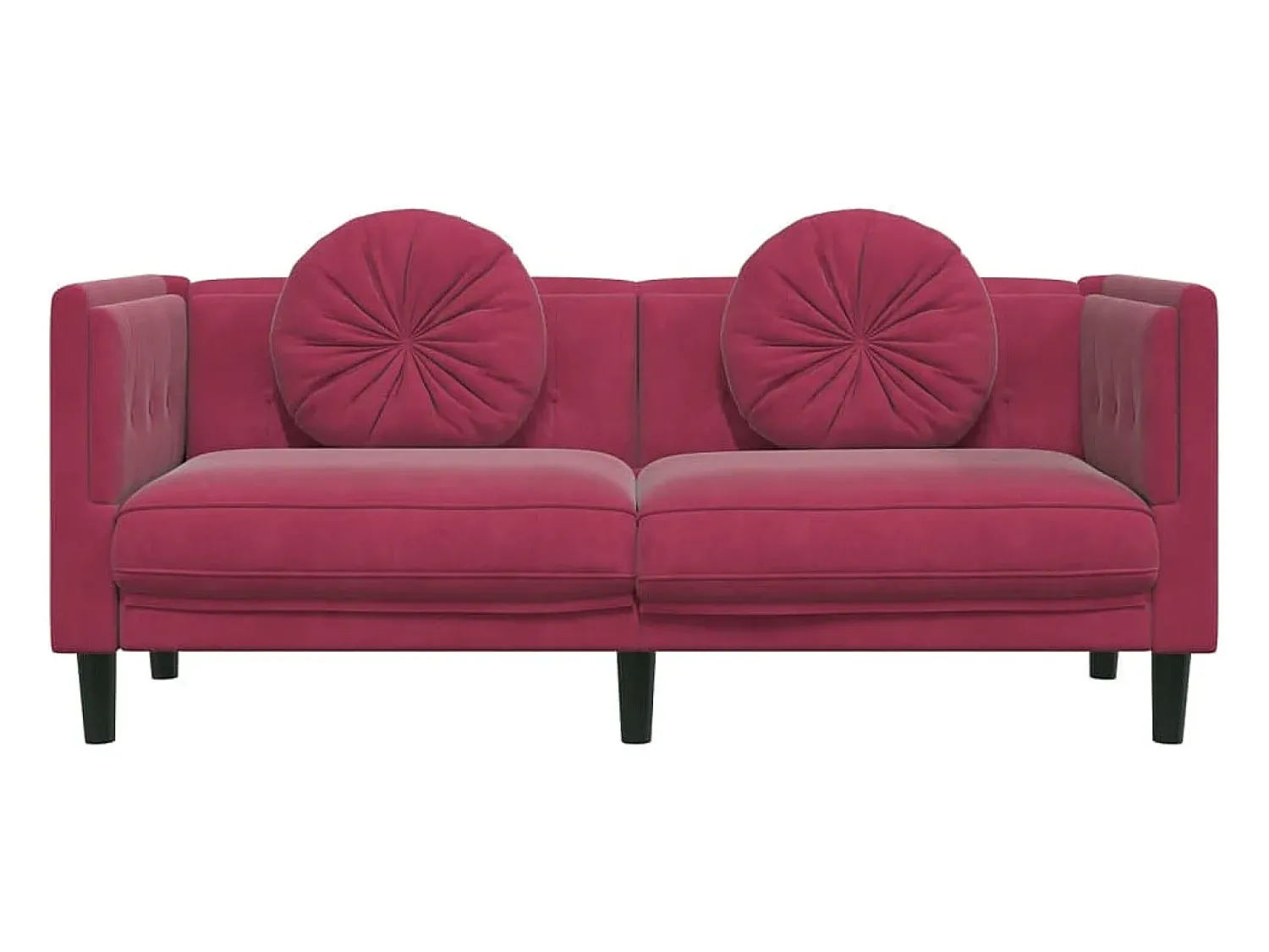 Sofá| Sofá com almofadões 2 lugares veludo tinto PT679460 Vermelho