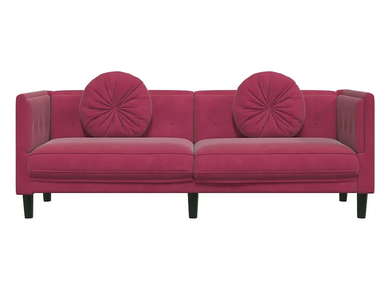 Sofá| Sofá com almofadões 3 lugares veludo tinto PT848072 Vermelho