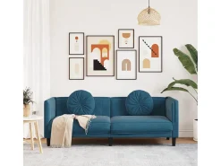 Sofá* Sofá com almofadões 3 lugares veludo PT263212 Azul