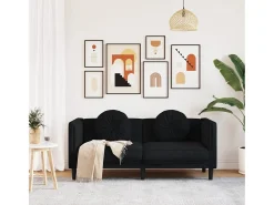 Sofá* Sofá com almofadões 2 lugares veludo PT108995 Preto