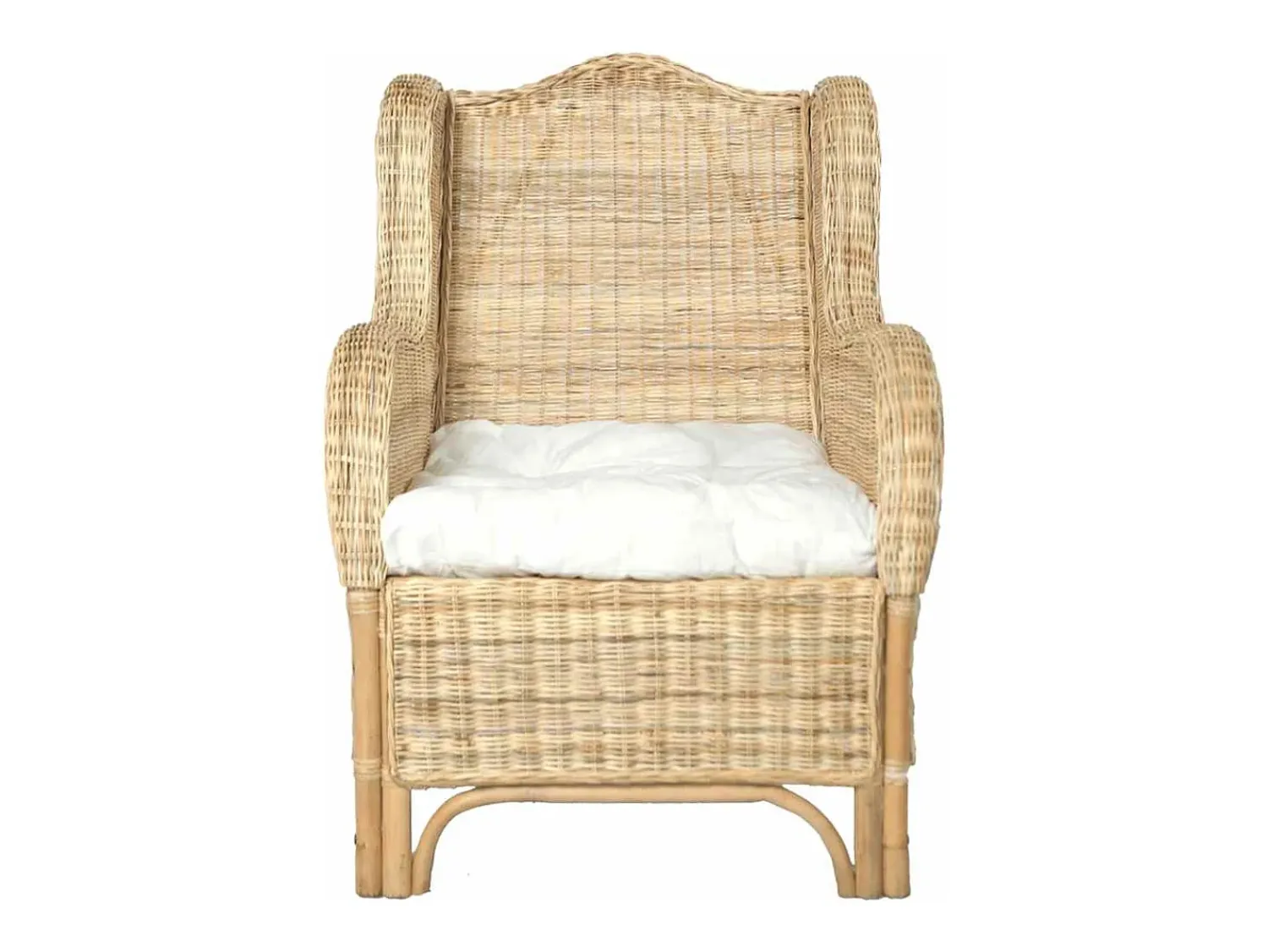 Sofá*vidaxl Sofá com almofadão vime natural e linho Branco