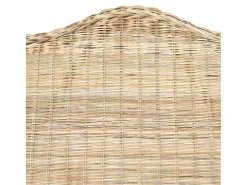 Sofá*vidaxl Sofá com almofadão vime natural e linho Branco