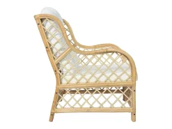 Sofá| Sofá com almofadão vime natural e linho PT925324 Branco