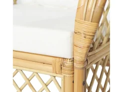 Sofá| Sofá com almofadão vime natural e linho PT925324 Branco