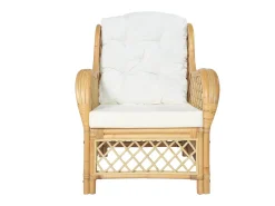 Sofá| Sofá com almofadão vime natural e linho PT925324 Branco