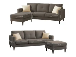 Sofá* Sofá com Chaise Inter (Cinza Escuro) Cinzento