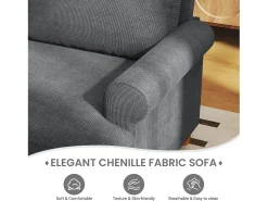 Sale DripeX Sofá com conforto de 3 -sete, tecido de lagarta, com apoios de braços, almofadas e 2 travesseiros, carga máxima 365 kg - 220x76x86 cm Cinzento
