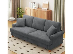 Sale DripeX Sofá com conforto de 3 -sete, tecido de lagarta, com apoios de braços, almofadas e 2 travesseiros, carga máxima 365 kg - 220x76x86 cm Cinzento