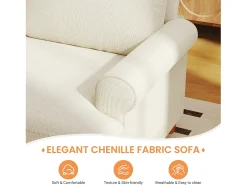 Best DripeX Sofá com conforto de 3 -sete, tecido de lagarta, com apoios de braços, almofadas e 2 travesseiros, carga máxima 365 kg - 220x76x86 cm Bege