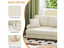 Best DripeX Sofá com conforto de 3 -sete, tecido de lagarta, com apoios de braços, almofadas e 2 travesseiros, carga máxima 365 kg - 220x76x86 cm Bege