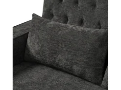 Online Sofá com função de puxar - Sofá de sala de estar com suporte para copos e porta de carregamento USB - prateleira de arrumação - chenille Cinzento