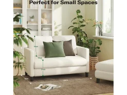 Sofá*DripeX Sofá Comfort de 2 -Setter em Teddy Beige Velvet, com assento profundo de 55 cm e apoios de braços - 128x78x89cm Bege