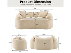 Sofá compacto de 2 lugares com apoios de braço e almofadas, - Compacto e elegante para o seu espaço.^ Sofá