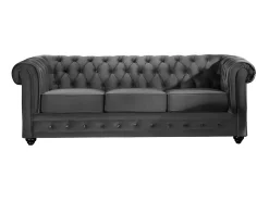 Vente-unique Sofá confort de 3 lugares CHESTERFIELD - Veludo antracite^ Sofá