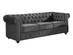 Vente-unique Sofá confort de 3 lugares CHESTERFIELD - Veludo antracite^ Sofá