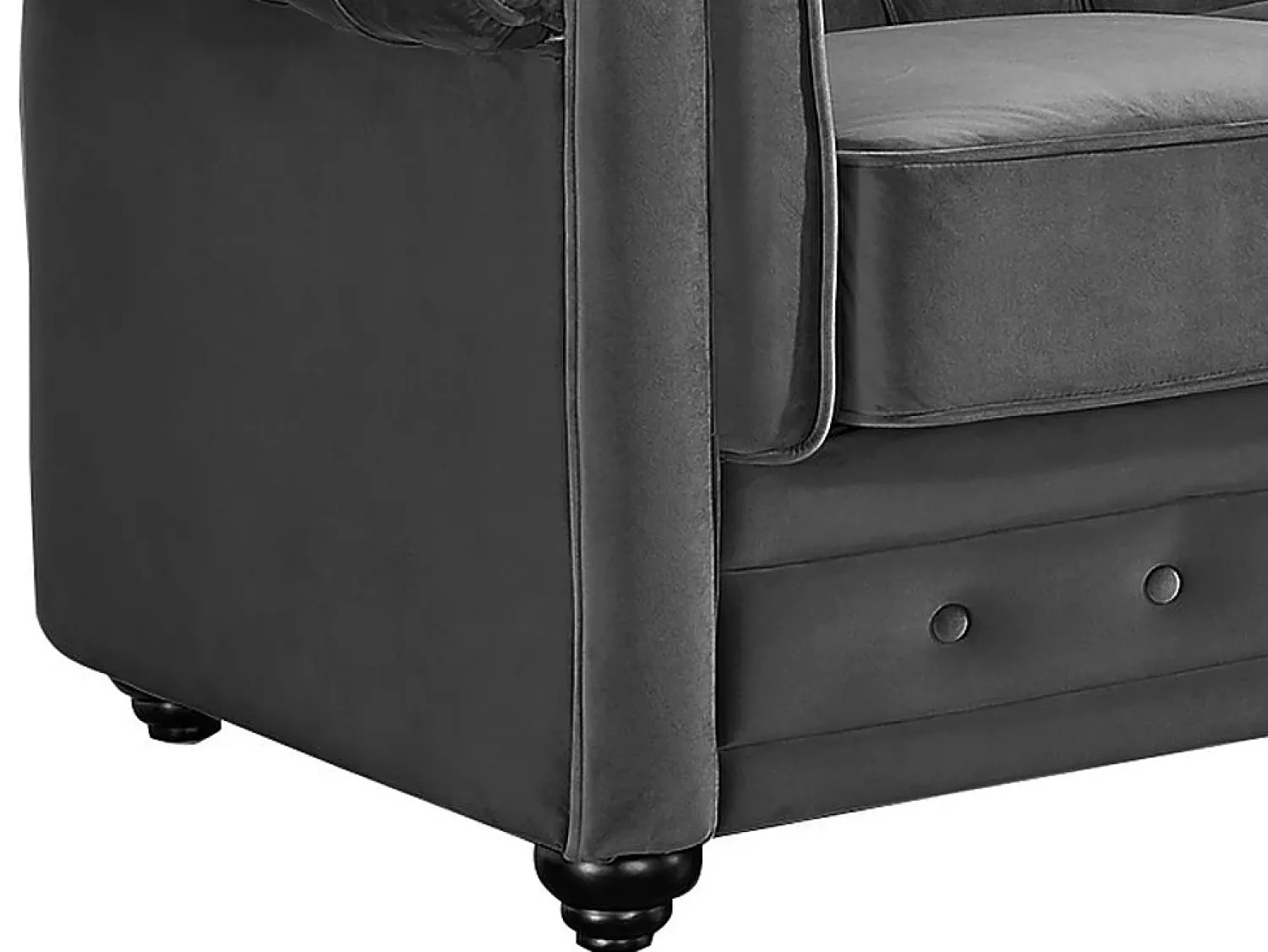 Vente-unique Sofá confort de 3 lugares CHESTERFIELD - Veludo antracite^ Sofá