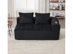 Merax Sofá confortável de 2 lugares - 158 x 93 x 61 cm - não requer montagem - com almofadas de encosto e bolso - veludo - Preto