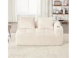 Sofá*Merax Sofá confortável de 2 lugares - 158 x 93 x 61 cm - não requer montagem - com almofadas de encosto e bolso - veludo - Bege