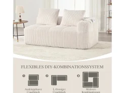 Sofá*Merax Sofá confortável de 2 lugares - 158 x 93 x 61 cm - não requer montagem - com almofadas de encosto e bolso - veludo - Bege