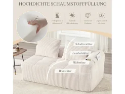 Sofá*Merax Sofá confortável de 2 lugares - 158 x 93 x 61 cm - não requer montagem - com almofadas de encosto e bolso - veludo - Bege