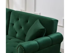 Clearance ModernLuxe Sofá contemporâneo 2 lugares - Veludo - Encosto ajustável em 3 níveis - Verde