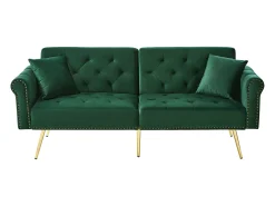 Clearance ModernLuxe Sofá contemporâneo 2 lugares - Veludo - Encosto ajustável em 3 níveis - Verde