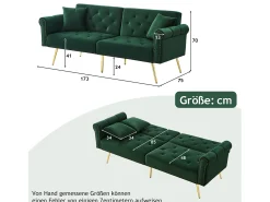 Clearance ModernLuxe Sofá contemporâneo 2 lugares - Veludo - Encosto ajustável em 3 níveis - Verde