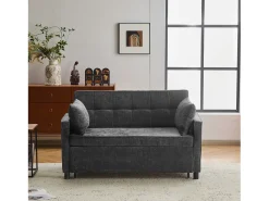 Sofá* Sofá conversível de 2 lugares em tecido chenille com encosto ajustável - Conforto e praticidade para sua sala de estar. Cinzento