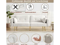 Merax Sofá conversível de 2 lugares - 175 x 79 x 82 cm - com encosto ajustável - pés de metal dourado - veludo -^ Sofá