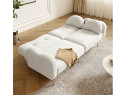 Merax Sofá conversível de 2 lugares - 175 x 79 x 82 cm - com encosto ajustável - pés de metal dourado - veludo -^ Sofá