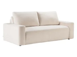 Vente-unique Sofá conversível de 3 lugares abertura rápida em tecido texturizado 160 cm colchão 16 cm DAVISO Bege