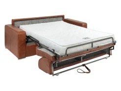 Sofá|Vente-unique Sofá conversível de 4 lugares express em couro vintage caramelo 160 cm colchão 14 cm CALITO Castanho