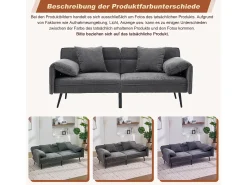 Sofá*Merax Sofá conversível de 2 lugares - 167,5 x 73 x 70 cm - Encosto reclinável em 3 posições (100°–180°) - Tecido - cinza Cinzento