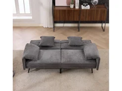 Sofá*Merax Sofá conversível de 2 lugares - 167,5 x 73 x 70 cm - Encosto reclinável em 3 posições (100°–180°) - Tecido - cinza Cinzento
