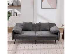 Sofá*Merax Sofá conversível de 2 lugares - 167,5 x 73 x 70 cm - Encosto reclinável em 3 posições (100°–180°) - Tecido - cinza Cinzento