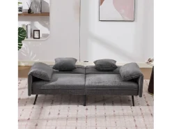 Sofá*Merax Sofá conversível de 2 lugares - 167,5 x 73 x 70 cm - Encosto reclinável em 3 posições (100°–180°) - Tecido - cinza Cinzento